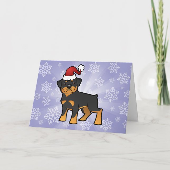 Cartão De Festividades Natal Rottweiler (Frente)