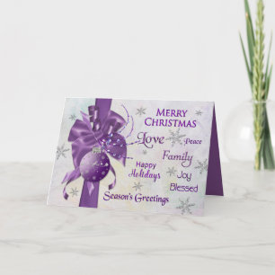 Cartão De Festividades Natal - Roxo - Fita - Tipografia