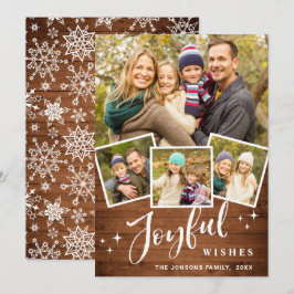 Cartão De Festividades Natal Russo Brown Boho Wood 4 FOTO Saudação