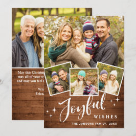 Cartão De Festividades Natal Russo Brown Boho Wood 5 FOTO Saudação