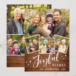 Cartão De Festividades Natal Russo Brown Boho Wood 7 FOTO Saudação