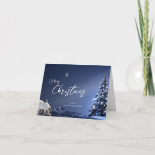 Cartão De Festividades Natal Russo de Cabina de inverno e Árvore de Pinhe
