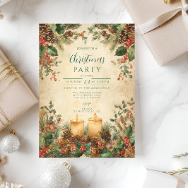 Cartão De Festividades Natal Rustic Candle Pinecone