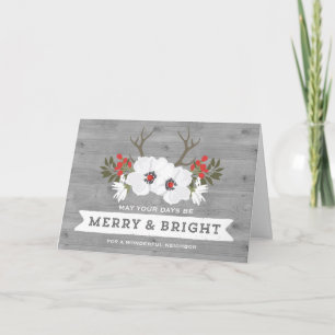 Cartão De Festividades Natal Rustic Floral Vizinho