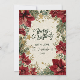 Cartão De Festividades Natal Rustic Holiday Amaryllis