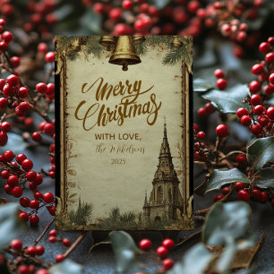 Cartão De Festividades Natal Rustic Holiday Bells