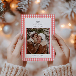 Cartão De Festividades Natal Rustic Red Xadrez Casal