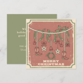 Cartão De Festividades Natal Rústico Boho Alegre no Rancho