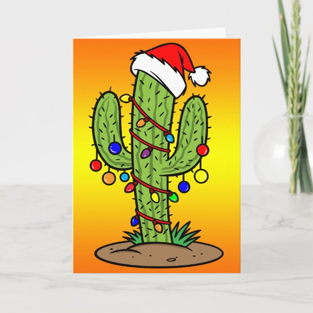 Cartão De Festividades Natal Saguaro Cactus (Frente)
