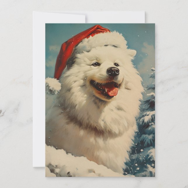 Cartão De Festividades Natal Samoyed (Frente)
