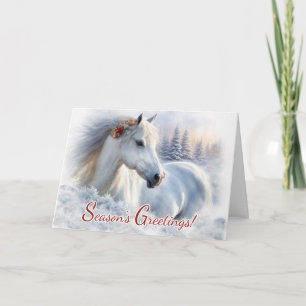 Cartão De Festividades Natal Seasons Saudações Belo Cavalo Neve