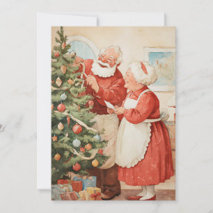 Cartão De Festividades Natal Senhor e Senhora Papai Noel Retrô Vintage Si