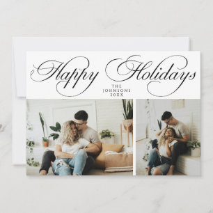 Cartão De Festividades Natal Simples e Elegante Família 2 Colagem de Foto