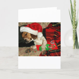 Cartão De Festividades Natal Snoopy de espera do cão do lebreiro de Sant