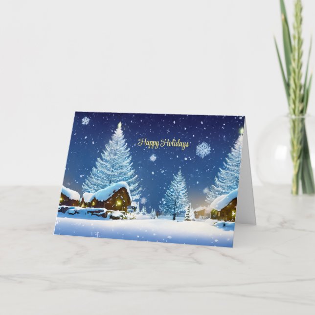 Cartão De Festividades Natal Snowy Pine Trees Snow Winter Wonderland (Frente)