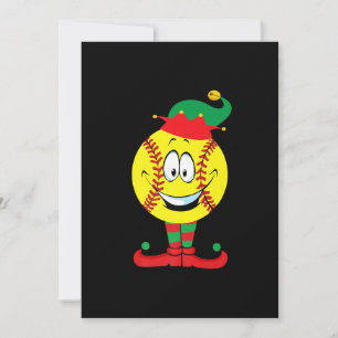Cartão De Festividades Natal Softbol Engraçado ELF Xmas Pijama Combinando