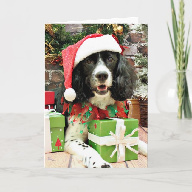Cartão De Festividades Natal - Spaniel de Springer inglês - Lucy (Frente)