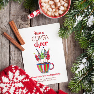 Cartão De Festividades Natal Tea Cuppa Cheer Holiday