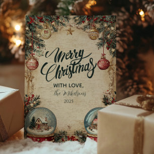 Cartão De Festividades Natal Terra de Encantamento em Globo de Neve