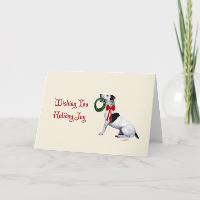 Cartão De Festividades Natal Terrier com grinalda (Frente)