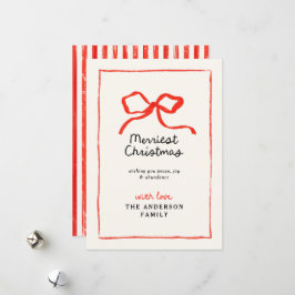 Cartão De Festividades Natal tradicional e elegante do arco vermelho