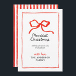 Cartão De Festividades Natal tradicional e elegante do arco vermelho<br><div class="desc">O moderno e elegante arco vermelho tradicional multi-script e a tipografia serifônica Merry Christmas Holiday card.</div>