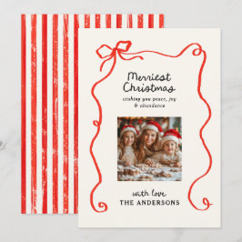 Cartão De Festividades Natal tradicional e elegante do arco vermelho