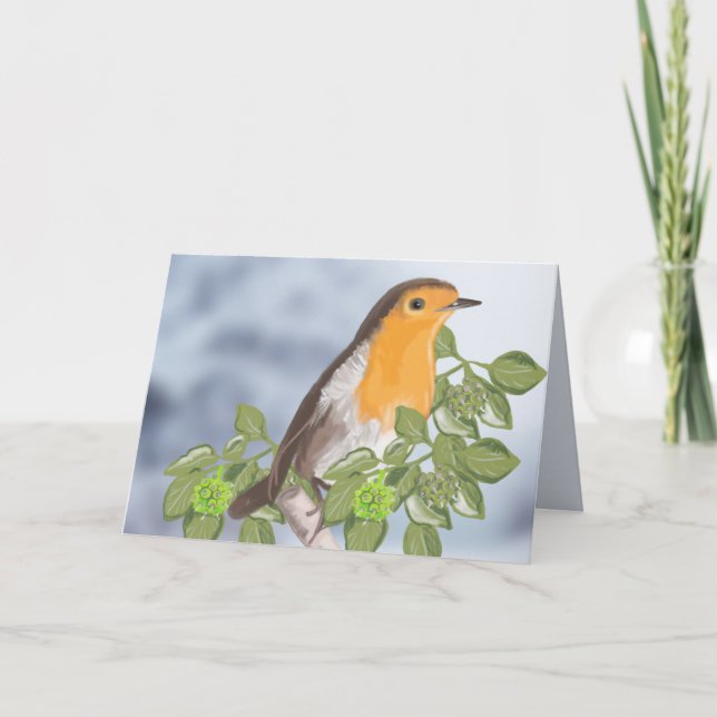 Cartão De Festividades Natal tradicional Robin e Ivy (Frente)