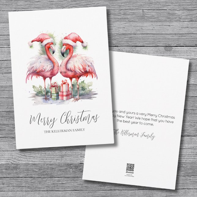 Cartão De Festividades Natal tropical (Watercolor Tropical Merry Christmas Holiday Card )