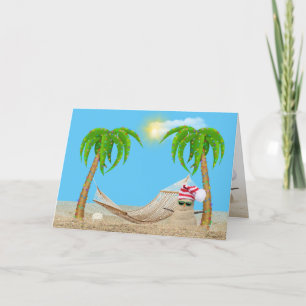 Cartão De Festividades Natal tropical com sandman e hammock