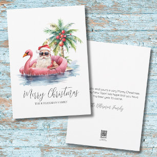 Cartão De Festividades Natal Tropical de Praia Santa Claus
