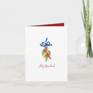 Cartão De Festividades Natal Única Aquarela Vermelha e Verde