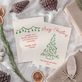 Cartão De Festividades Natal Único Desenhado Pela Mão Da Vintagem Retro