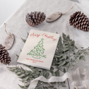 Cartão De Festividades Natal Único Desenhado Pela Mão Da Vintagem Retro