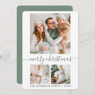 Cartão De Festividades Natal Verde do Sage Fotográfico 3