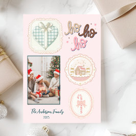 Cartão De Festividades Natal Verde Rosa Retro