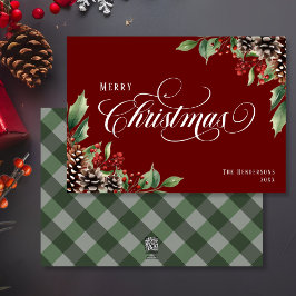 Cartão De Festividades Natal verde tradicional vermelho
