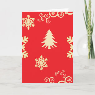 Cartão De Festividades Natal Vermelho com Flocos de Neve Cream