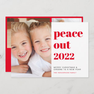 Cartão De Festividades Natal Vermelho com Fotos de Paz