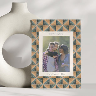 Cartão De Festividades Natal Vertical da Vintage Dourada Verde Personaliz