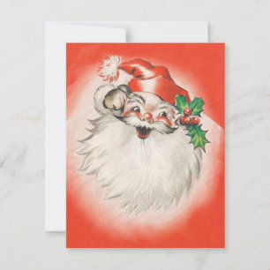 Cartão De Festividades Natal Vintage, Alegre Papai Noel Retro dos Anos 50