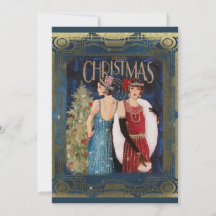 Cartão De Festividades Natal Vintage Art Deco