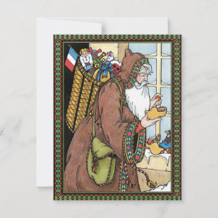 Cartão De Festividades Natal Vintage, Brinquedos do Papai Noel Tamancos S