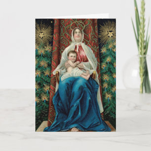 Cartão De Festividades natal vintage Card Madonna e Child