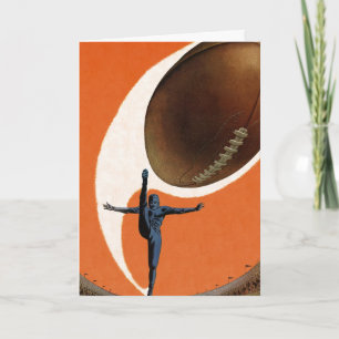 Cartão De Festividades Natal Vintage, Chutador de Futebol Americano Espor