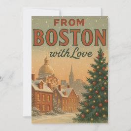 Cartão De Festividades Natal Vintage De Boston Com Amor