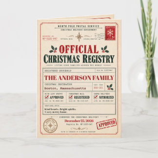 Cartão De Festividades Natal Vintage do Registro do Polo Norte