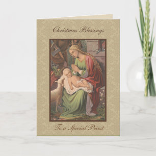 Cartão De Festividades Natal vintage Jesus padre católico