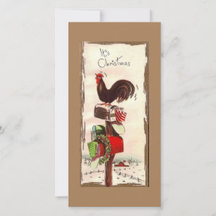 Cartão De Festividades Natal vintage Rooster