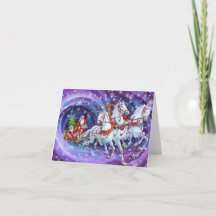 Natal Vintage Roxo Com Papai Noel E Cavalos